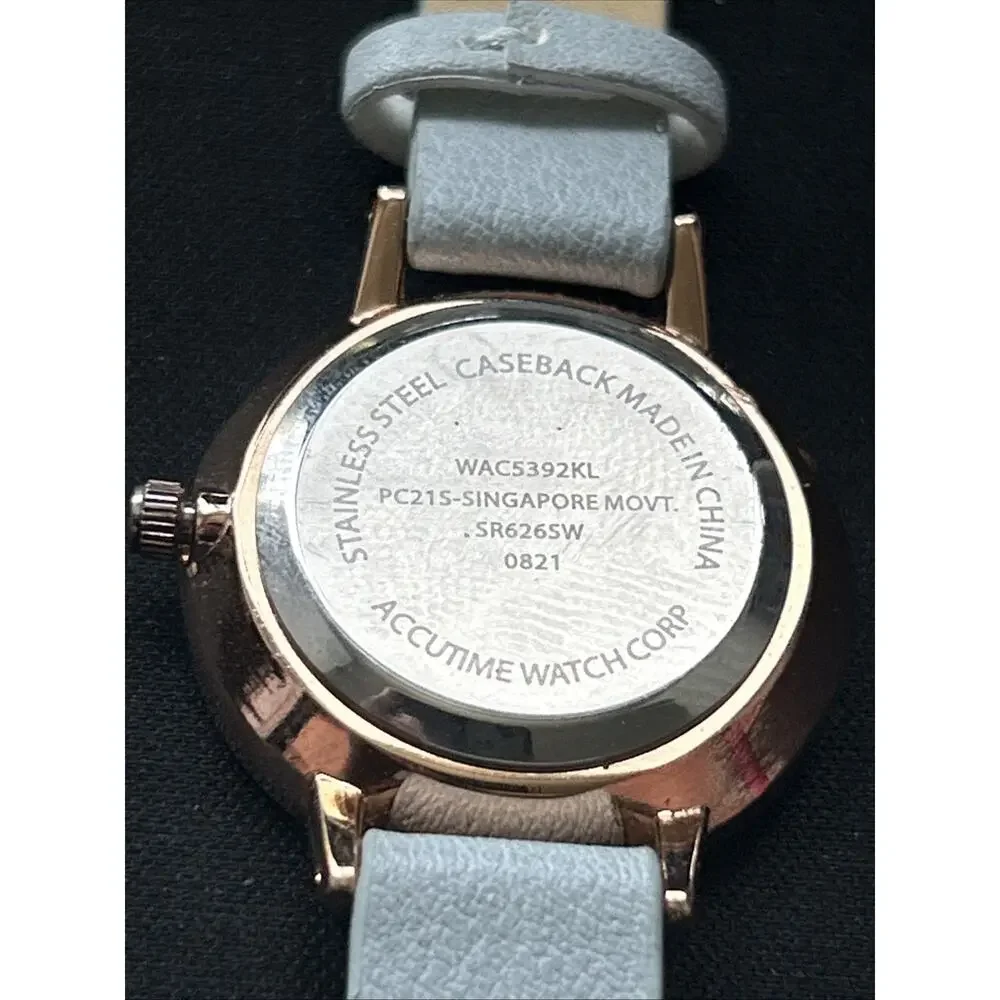 Rose Gold Tone Case Baby Blue Band Women’s Quartz Watch